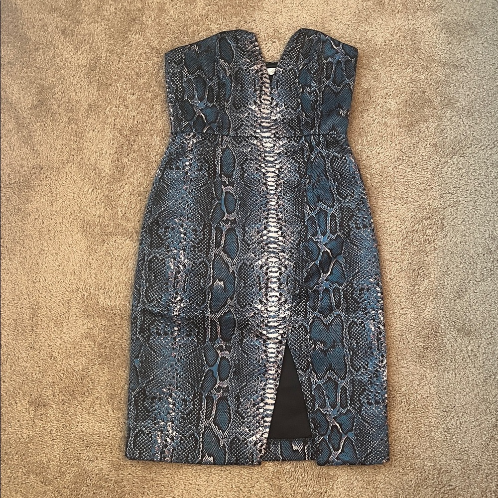 Lovers + Friends Strapless Snakeskin Dress
